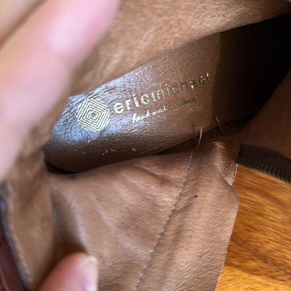 Eric Michael brown leather bootie boot heels size 38 - Picture 6 of 6